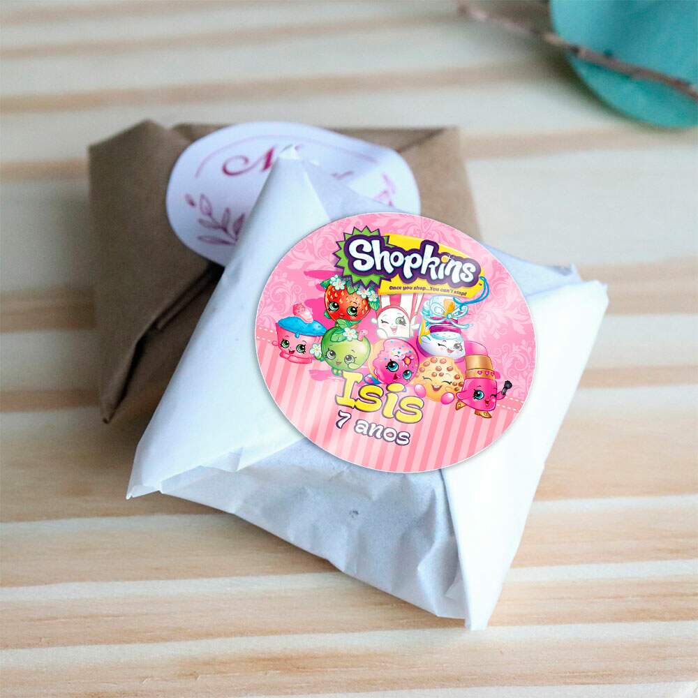 Etiquetas Adesivas para Aniversrio com Nome e Idade Shopkins