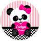 Etiquetas Adesivas para anivers�rio Ursinho Panda com cora��o