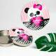 Etiquetas Adesivas para anivers�rio Ursinho Panda com cora��o
