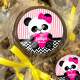 Etiquetas Adesivas para anivers�rio Ursinho Panda com cora��o