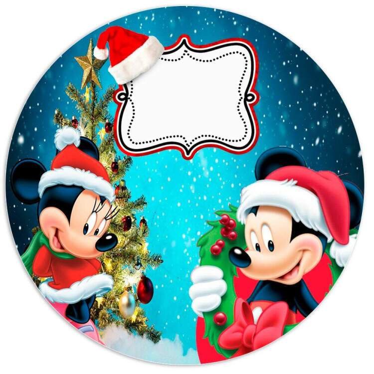 Etiquetas Adesivas para aniversrio com nome e idade Mickey e Minnie de natal