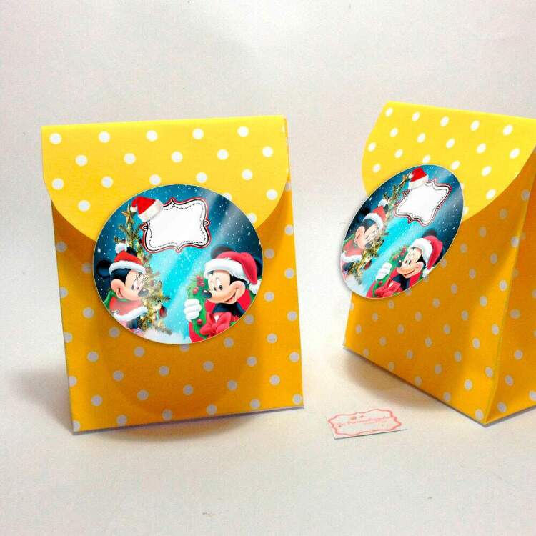 Etiquetas Adesivas para Aniversrio Mickey e Minnie de Natal