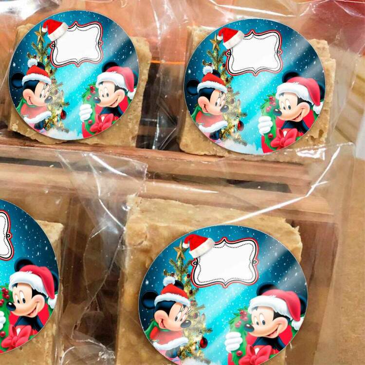 Etiquetas Adesivas para Aniversrio Mickey e Minnie de Natal