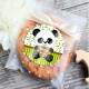 Etiquetas Adesivas para anivers�rio com nome e idade Ursinho Panda fundo verde
