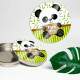 Etiquetas Adesivas para anivers�rio com nome e idade Ursinho Panda fundo verde