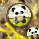Etiquetas Adesivas para anivers�rio com nome e idade Ursinho Panda fundo verde