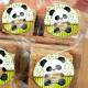 Etiquetas Adesivas para anivers�rio com nome e idade Ursinho Panda fundo verde