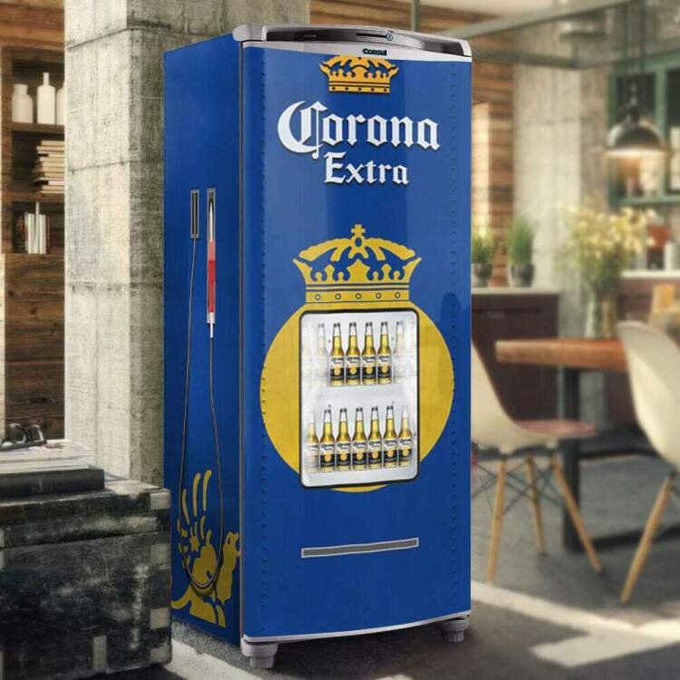 Envelopamento de Geladeira Inteira Cerveja Extra Gasolina