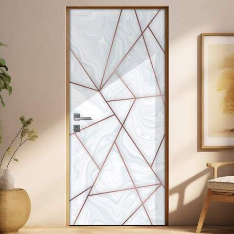 Adesivo para Porta Geometrico Marmore e Rose