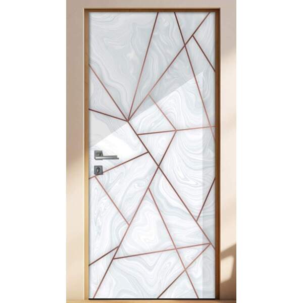 Adesivo para Porta Geometrico Marmore e Rose