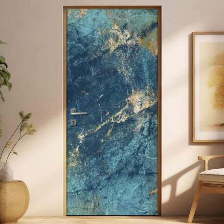 Adesivo para Porta Marmore Abstrato Azul Leitoso