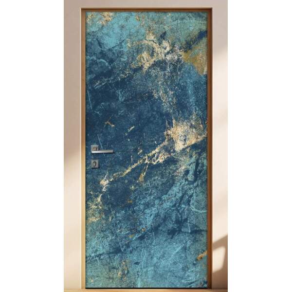 Adesivo para Porta Marmore Abstrato Azul Leitoso