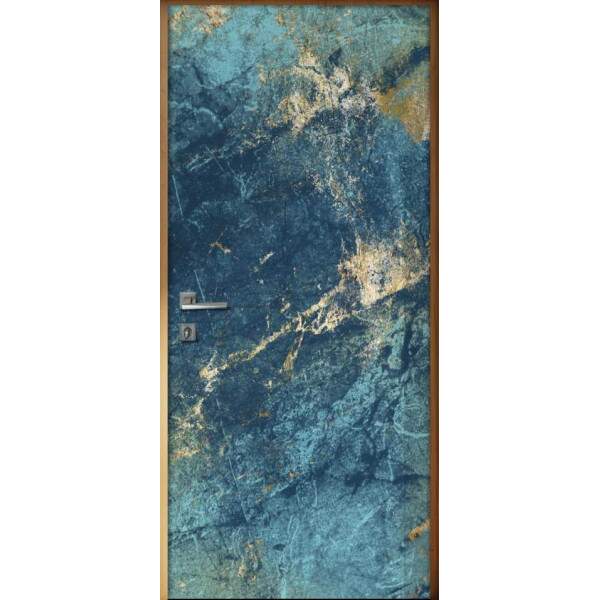 Adesivo para Porta Marmore Abstrato Azul Leitoso
