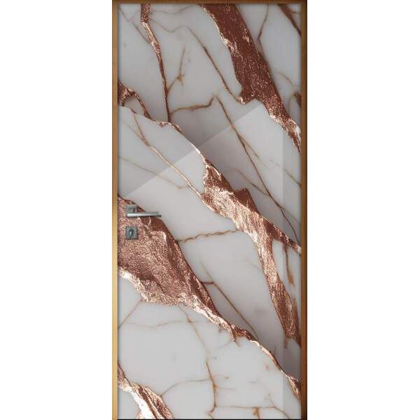 Adesivo para Porta Marmore Branco e Rose