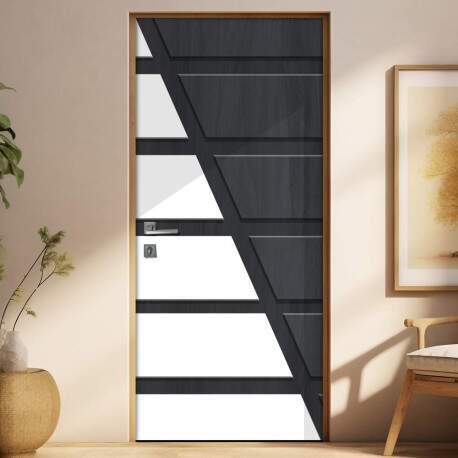 Adesivo Para Porta Cinza e Branco