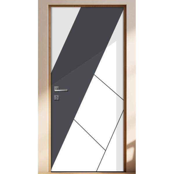 Adesivo Para Porta Cinza e Branco Geometrica