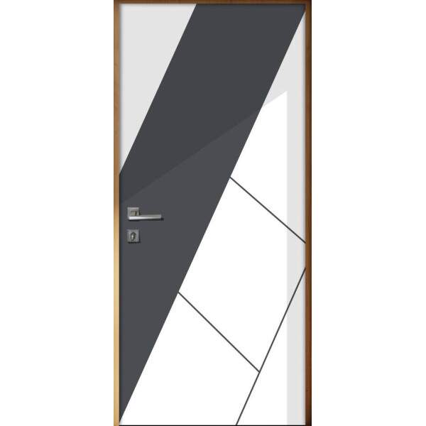 Adesivo Para Porta Cinza e Branco Geometrica