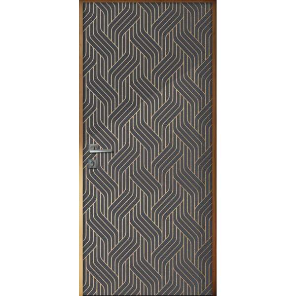 Adesivo Para Porta Cinza e Dourado Geometrica