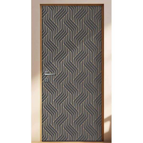 Adesivo Para Porta Cinza e Dourado Geometrica