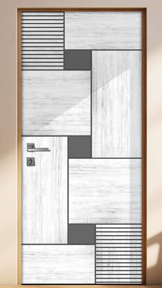 Adesivo Para Porta Madeira Branca Geom�trica