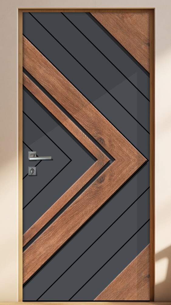 Adesivo Para Porta Madeira Cinza e Madeira em setas