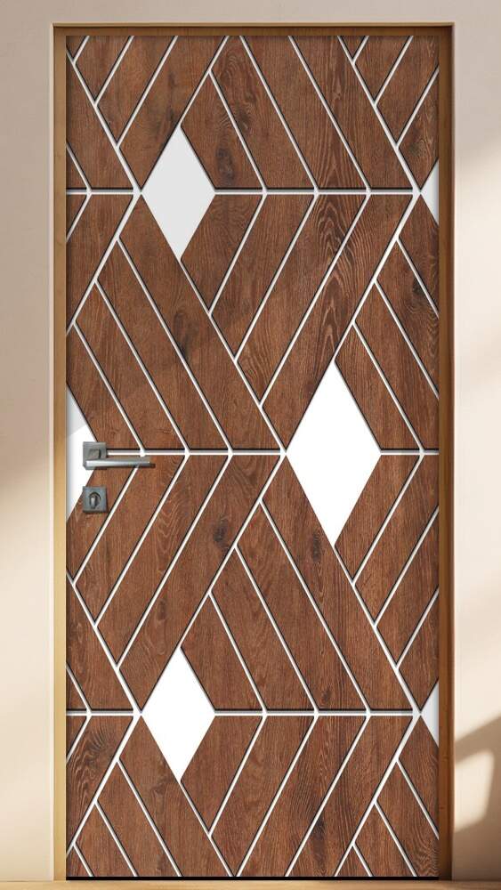 Adesivo Para Porta Madeira com Branco Geom�tria