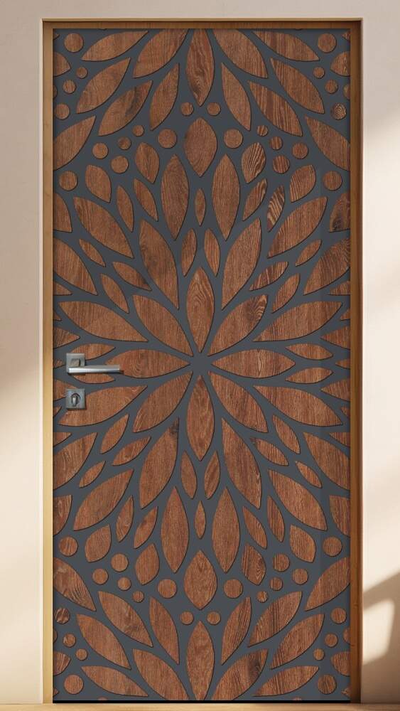 Adesivo Para Porta Madeira Floral Abstrato