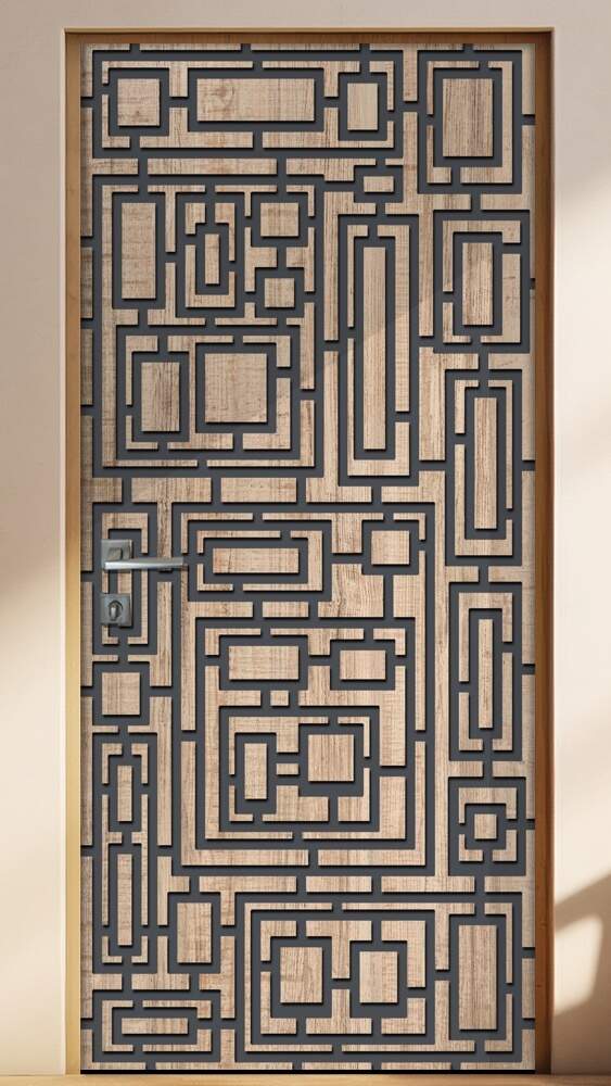 Adesivo Para Porta Madeira Geom�trico 02