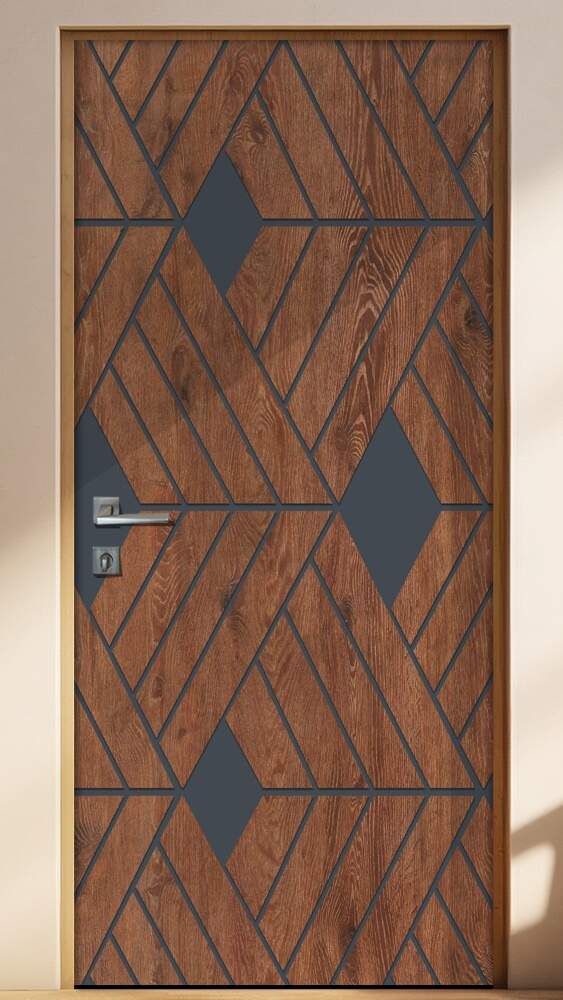 Adesivo Para Porta Madeira Geom�trico Com Preto