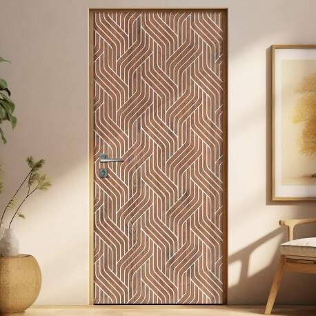 Adesivo Para Porta Madeira Geomtrico Com Detalhes Branco