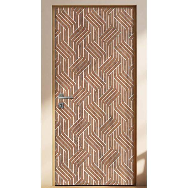 Adesivo Para Porta Madeira Geomtrico Com Detalhes Branco