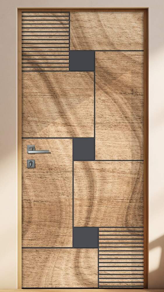 Adesivo Para Porta Madeira Geom�trico Quadrado