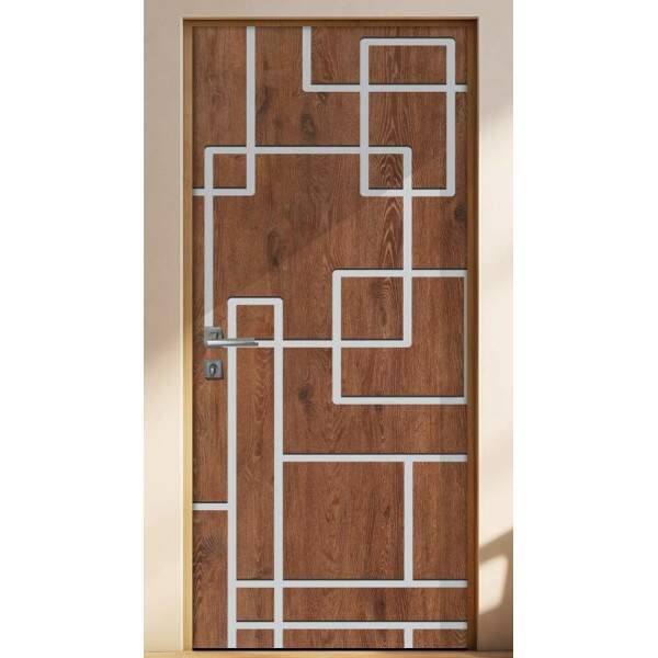 Adesivo Para Porta Madeira Quadrados Com Branco