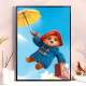 Quadro Decorativo Ursinho Com Guarda Chuva No C�u