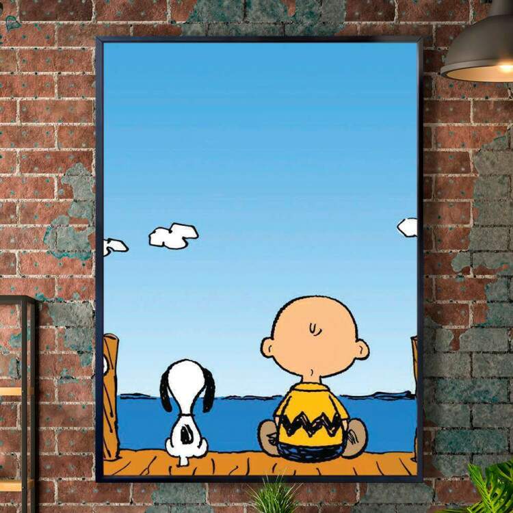 Quadro Decorativo Charlie e Snoopy Sentados