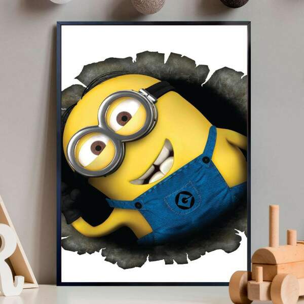 Quadro Decorativo Minion Com Buraco Preto No Fundo