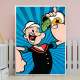Quadro Decorativo Popeye Fundo Listrado Azul