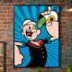 Quadro Decorativo Popeye Fundo Listrado Azul