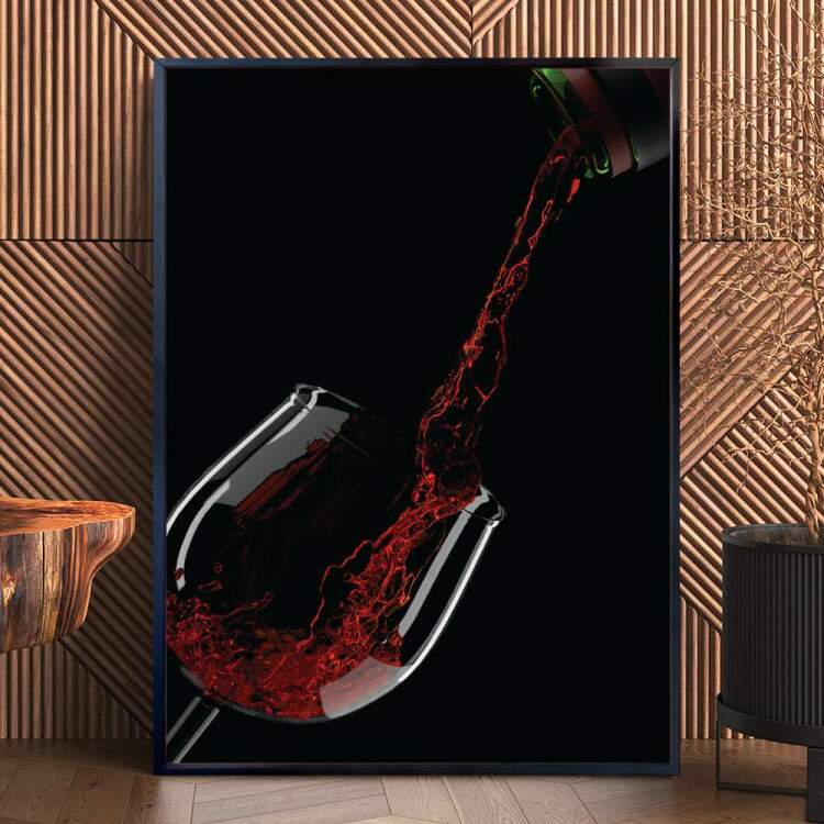 Quadro Decorativo Vinho Caindo Na Taa