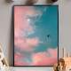Quadro Decorativo C�u Colorido Com Avi�o