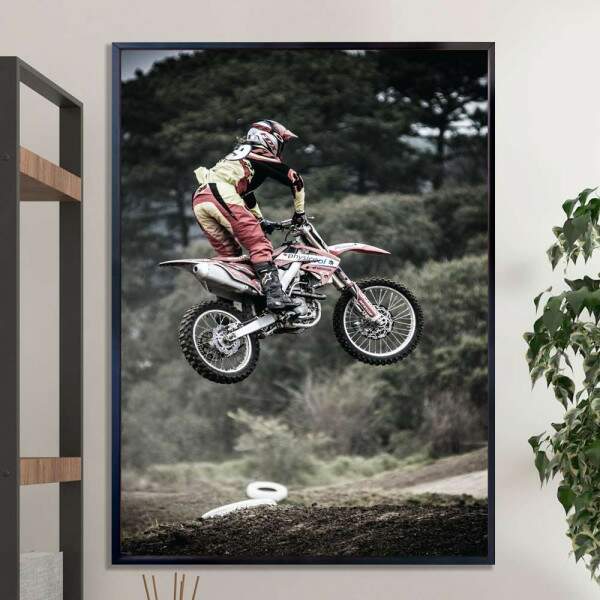 Quadro Decorativo Moto No Ar