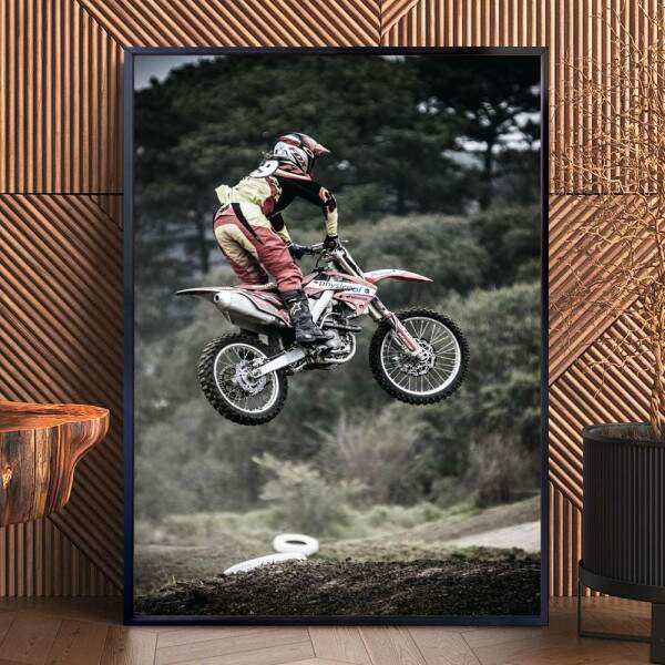 Quadro Decorativo Moto No Ar