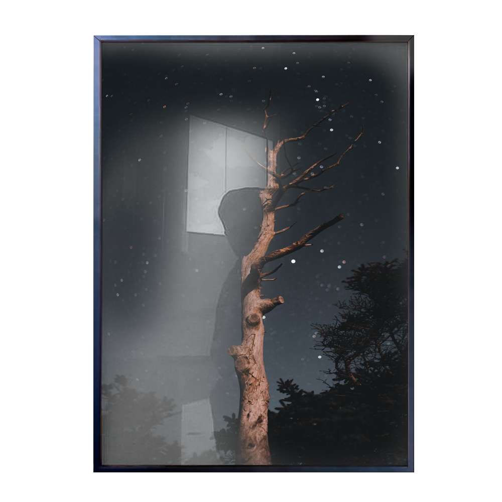 Quadro Decorativo Arvore Seca Ao Cu Estrelado