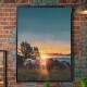 Quadro Decorativo Cavalos e Paisagem Ao Por Do Sol