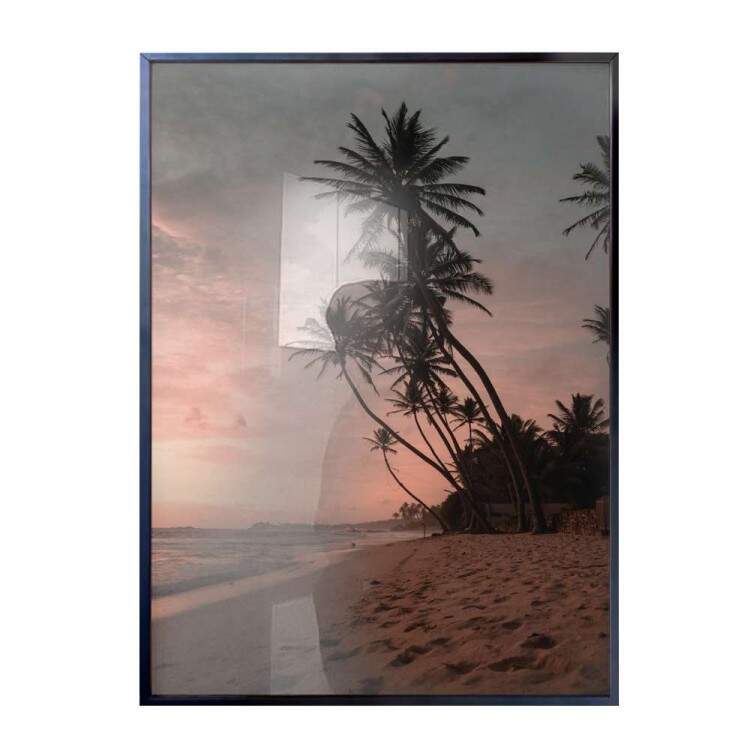Quadro Decorativo Praia a Tarde e Coqueiros