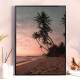 Quadro Decorativo Praia a Tarde e Coqueiros
