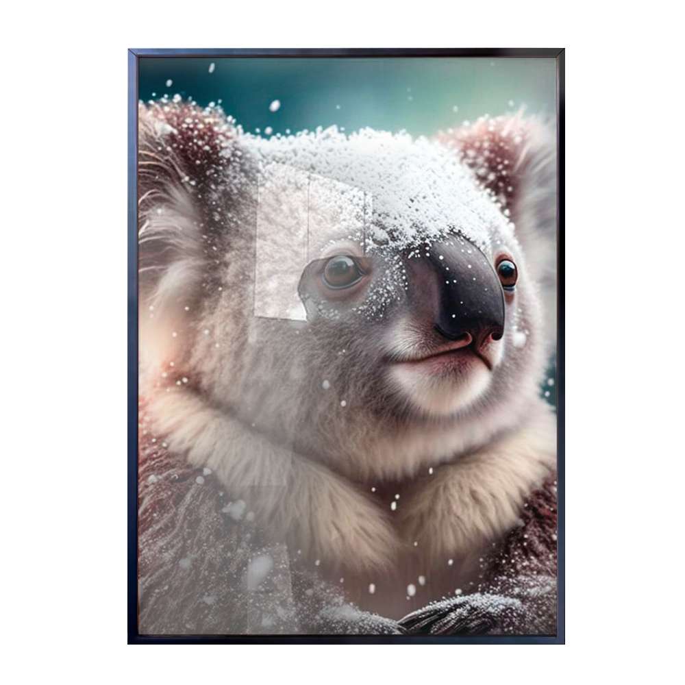 Quadro Decorativo Coala Com Flocos De Neve Caindo