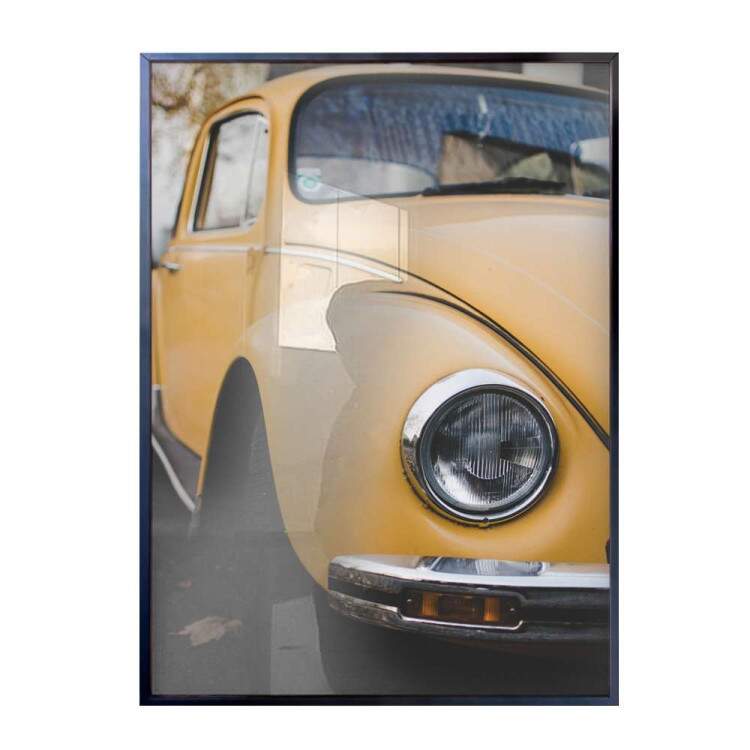 Quadro Decorativo Carro Fusca Amarelo VIsto De Frente