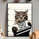 Quadro Decorativo Engra�ado Gato Com Frase