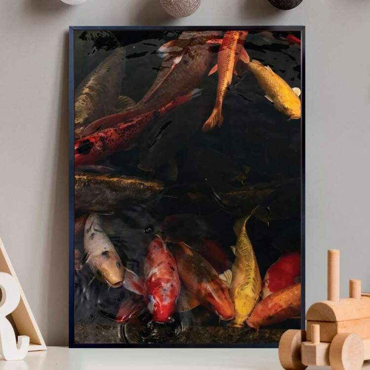 Quadro Decorativo Peixes Juntos e Coloridos